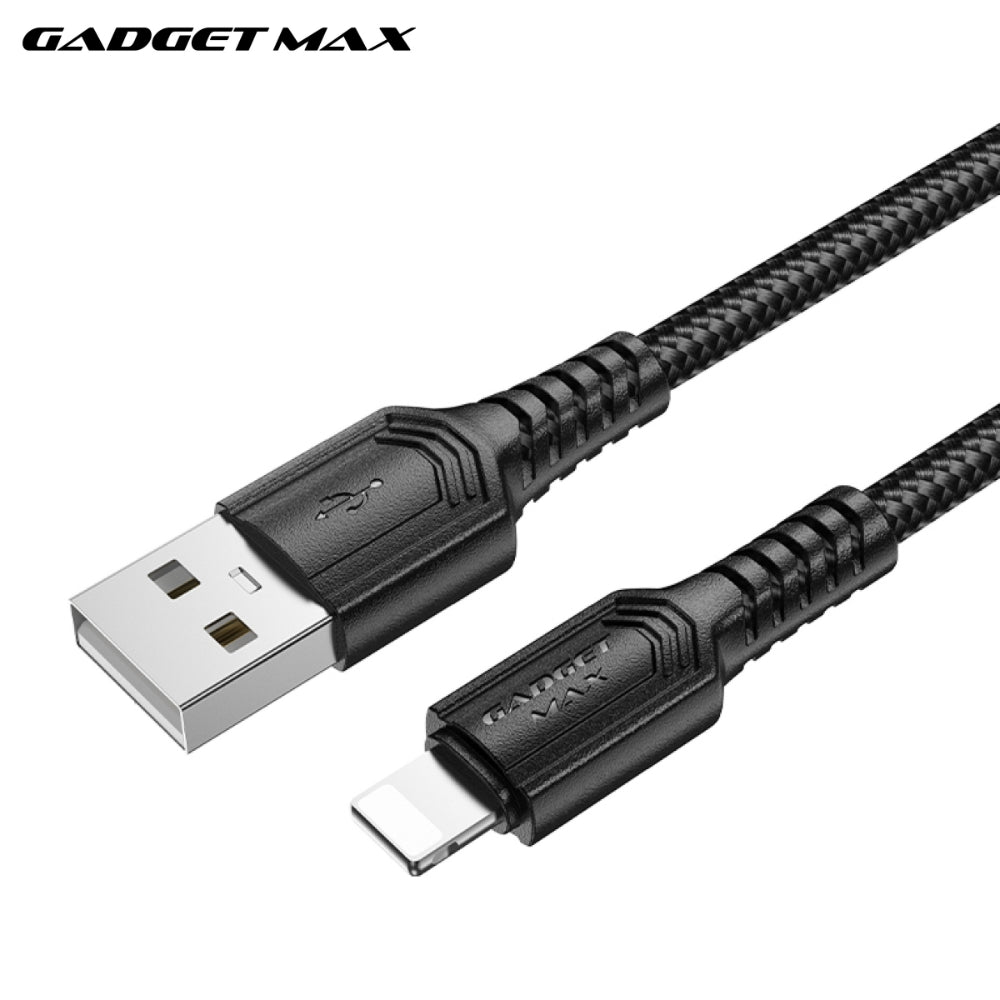 GADGET MAX - GX29 Woven Series USB To Lightning Charging Data Cable (2.4A) - Black