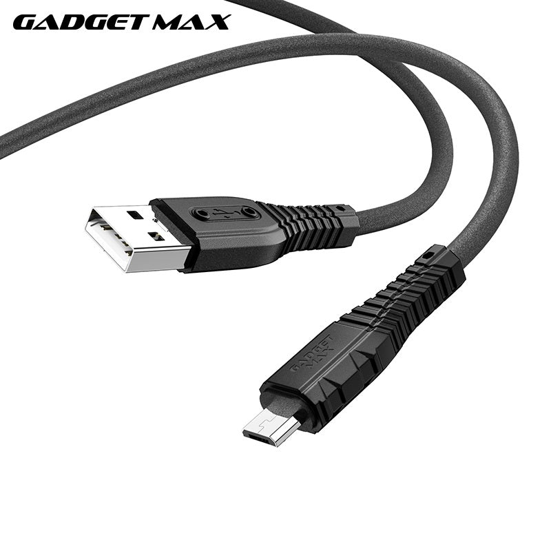 GADGET MAX GX07 MICRO 2.4A NANO SILICONE CHARGING DATA CABLE FOR MICRO (2.4A)(1M) - BLACK