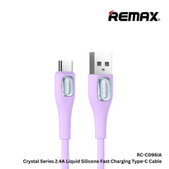 Remax RC-C096A Crystal Series 2.4A Liquid Silicone Fast Charging Type-C Data Cable - Purple