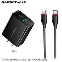 GADGET MAX - PD103U 30W PD (USB-A+USB-C)  Charger Set - Black
