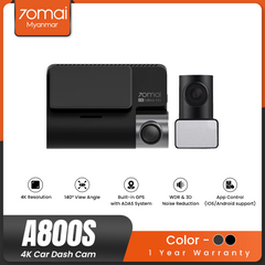 70mai True 4K Dash Cam A800S, Super Night Vision, Built in GPS, Parking Mode, ADAS, Loop Recording, iOS/Android App Control