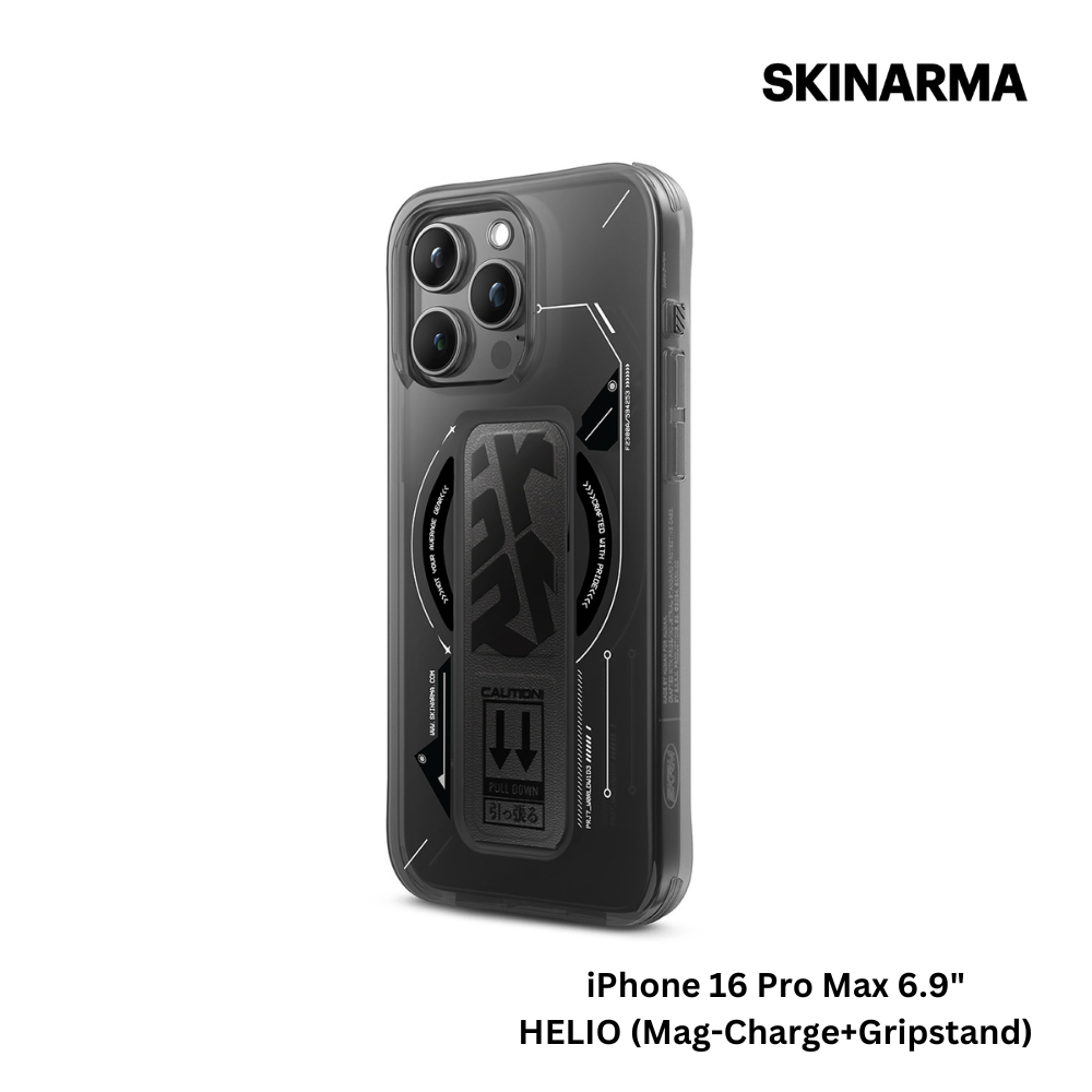 Skinarma iPhone 16 Pro Max 6.9" Helio (Mag-Charge+Gripstand) Case - Black