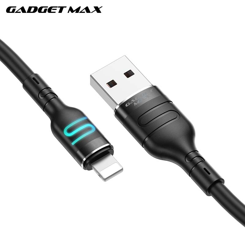 GADGET MAX GX14 DU18 S-SHAPE FAST USB TO IPH CHARGING DATA CABLE WITH LIGHT(2.4A) (1M)