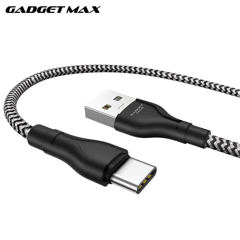 GADGET MAX GX02 TYPE-C  3A CHARGING DATA CABLE FOR TYPE-C (3A)(1M) - BLACK WHITE