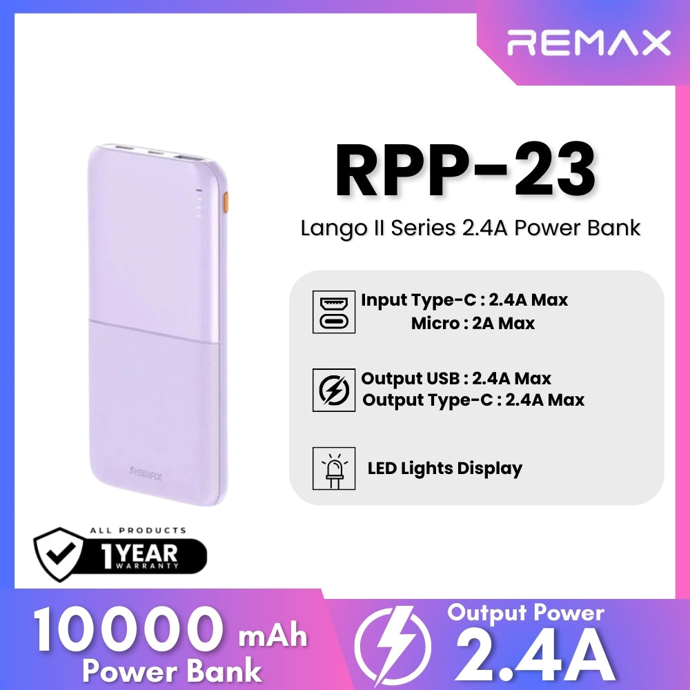 REMAX RPP-23 Lango 2 Series 10000mAh Fast Charging Power Bank(2.4A ...