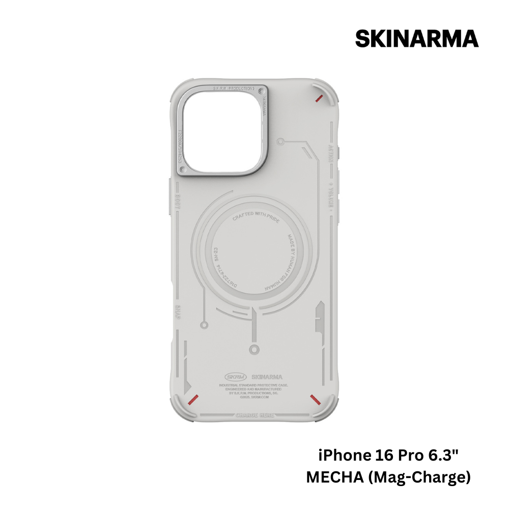 Skinarma iPhone 16 Pro 6.3" Mecha (Mag-Charge) Case - Light Grey