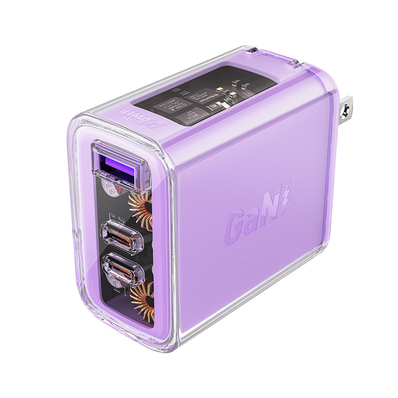 ACEFAST A47 SPARKLING SERIES PD65W GAN (2*USB-C+USB-A) CHARGER - PURPLE ALFALFA