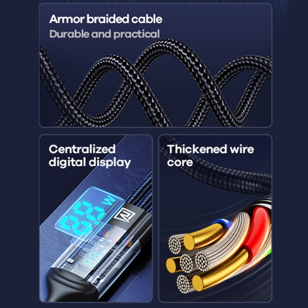 REMAX RC-C090 Suxien Series 100W All Compatible 3 In 1 Data Cable With Smart Digital Display