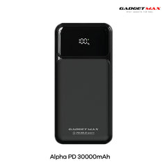 GADGET MAX - GB106 Alpha PD 30000mAh PD+QC Fast Charging Digital Power Bank ( 20W+22.5W ) - Black