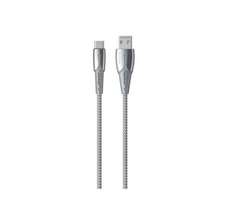 WK (WDC-085A) GOLDSIM TOP ZINC ALLOY DATA CABLE FOR TYPE-C (1.2M) (3.0A) - Silver