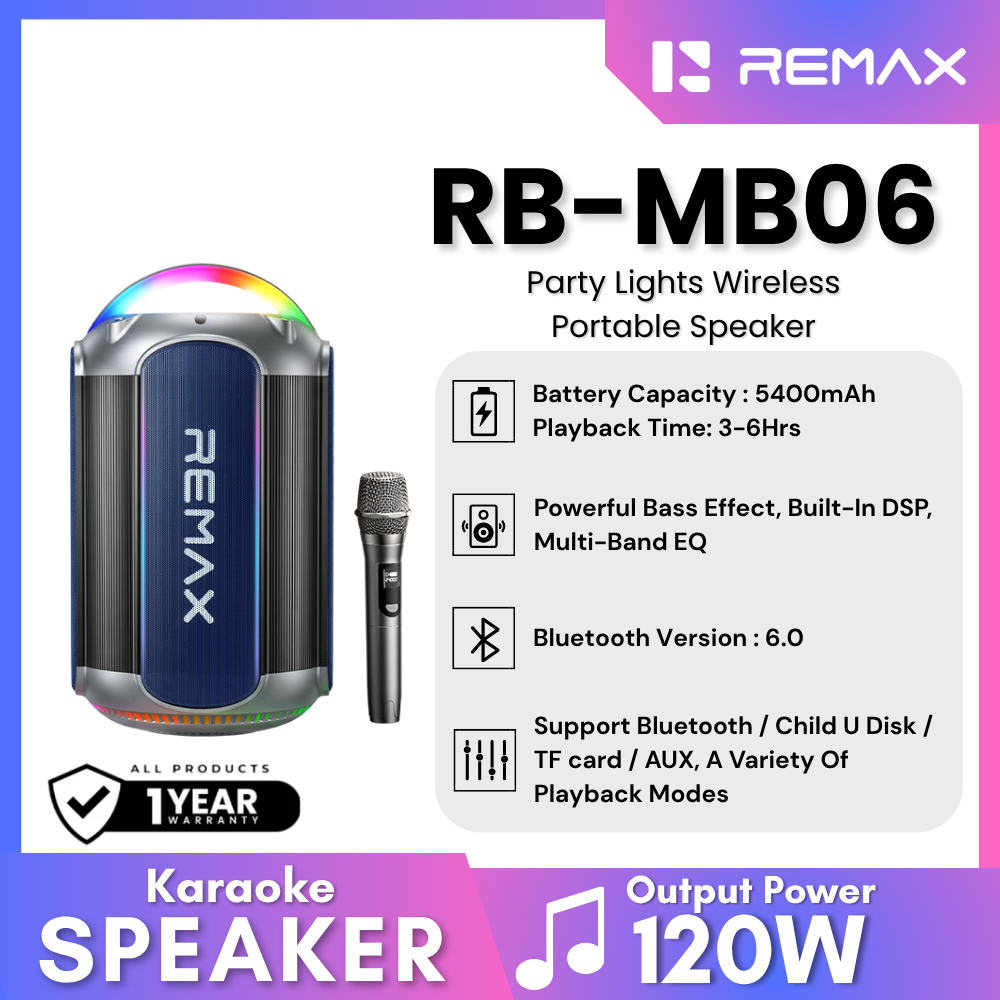 REMAX - RB-MB06 Lighting Party Bluetooth Wireless Speaker ( 120W ) - Black
