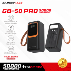 GADGET MAX GB-50 Pro 50000mAh PD+QC Fast Charging Power Bank(PD 20W+QC 22.5W) - Black