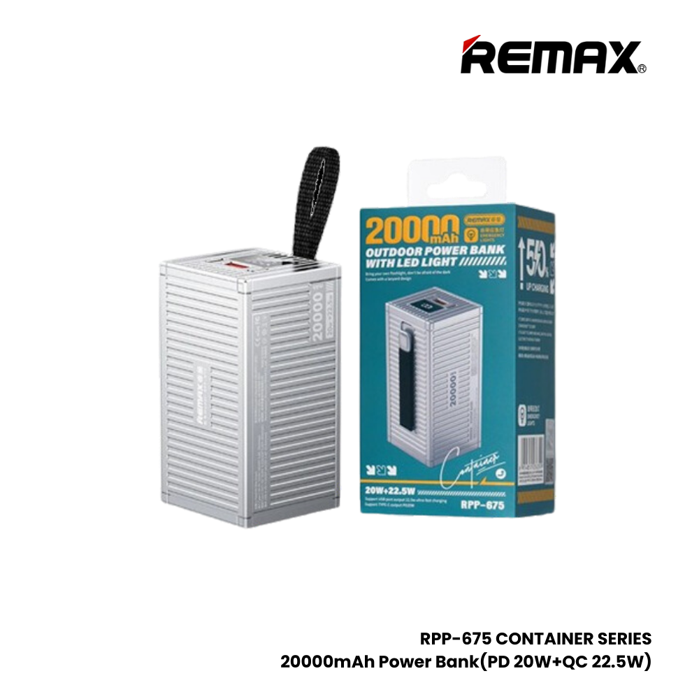 REMAX RPP-675 Container Series 20000mAh PD+QC Fast Charging Power Bank(PD 20W+QC 22.5W) - Silver