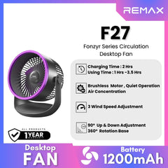 Remax F27 Fonzyr Series Circulation Desktop Fan - Grey Purple