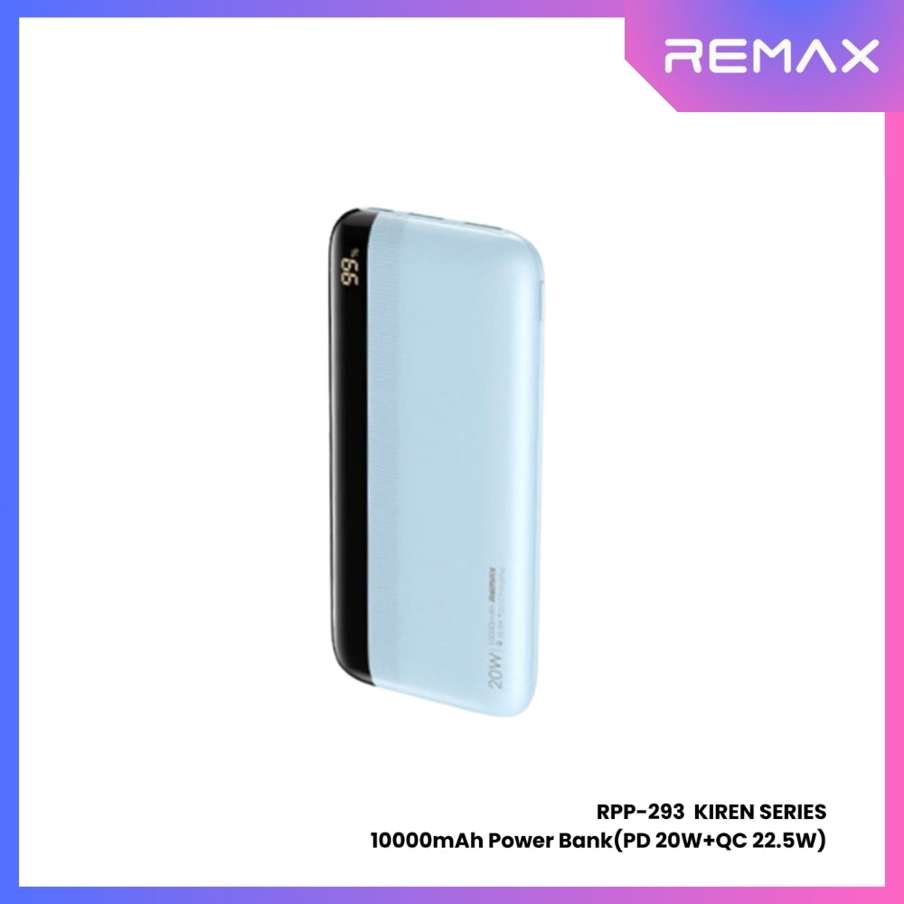 REMAX RPP-293 Kiren Series 10000mAh PD+QC Fast Charging Power Bank(PD 20W+QC 22.5W) - Blue
