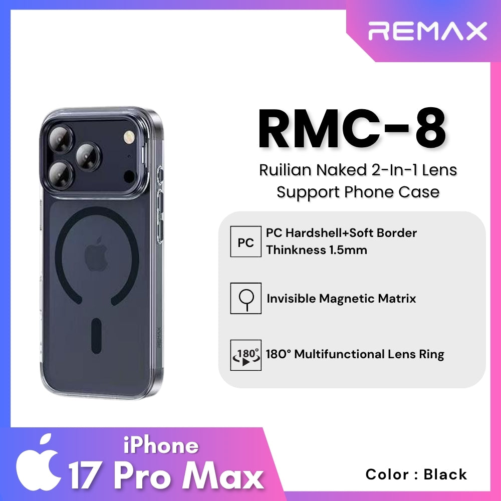 REMAX - RMC-8 iPhone 17 Pro Max Ruilian Naked Series Phone Case - Black