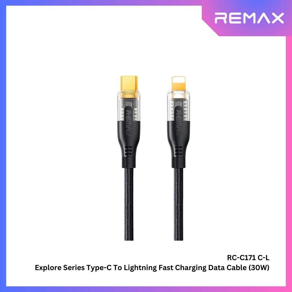 REMAX - RC-C171 C-L Explore Series Type-C to Lightning Fast Charging PD Charging Data Cable (30W) - Black