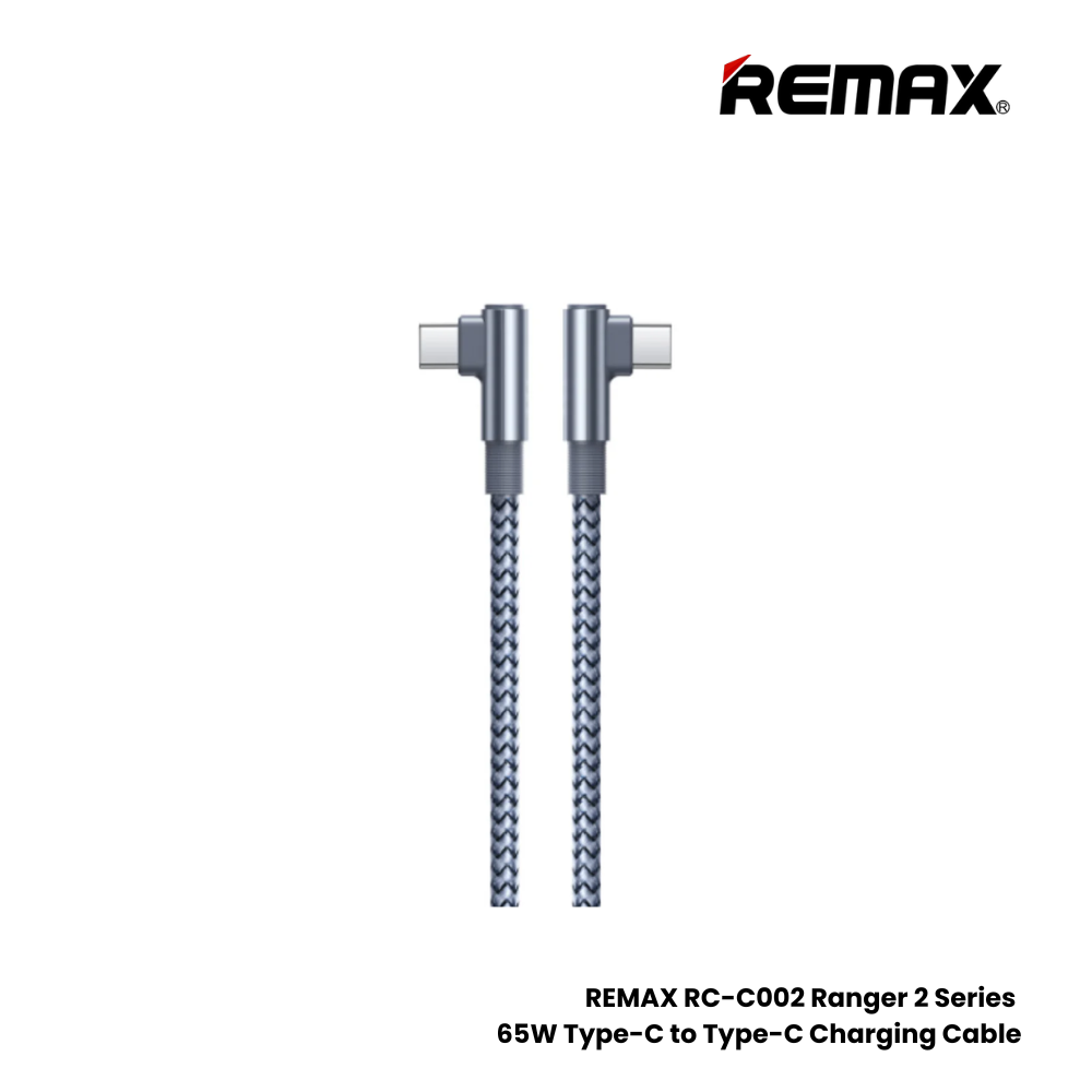 65W ( C to C )-REMAX RC-C002 C-C Ranger 2 Series 65W Type-C to Type-C Fast Charging Data Cable - Silver