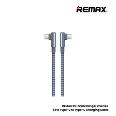 65W ( C to C )-REMAX RC-C002 C-C Ranger 2 Series 65W Type-C to Type-C Fast Charging Data Cable - Silver