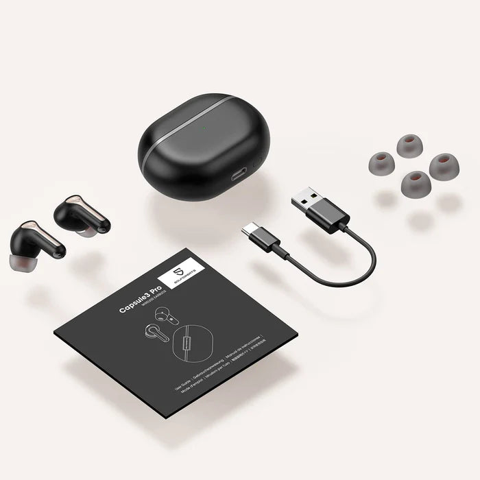 SOUNDPEATS - Capsule 3 Pro Powerful Hybrid ANC Bluetooth Wireless Earbuds - Black