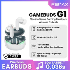 REMAX - GAMEBUDS G1 Steelian Series Gaming Wireless Earbuds - White
