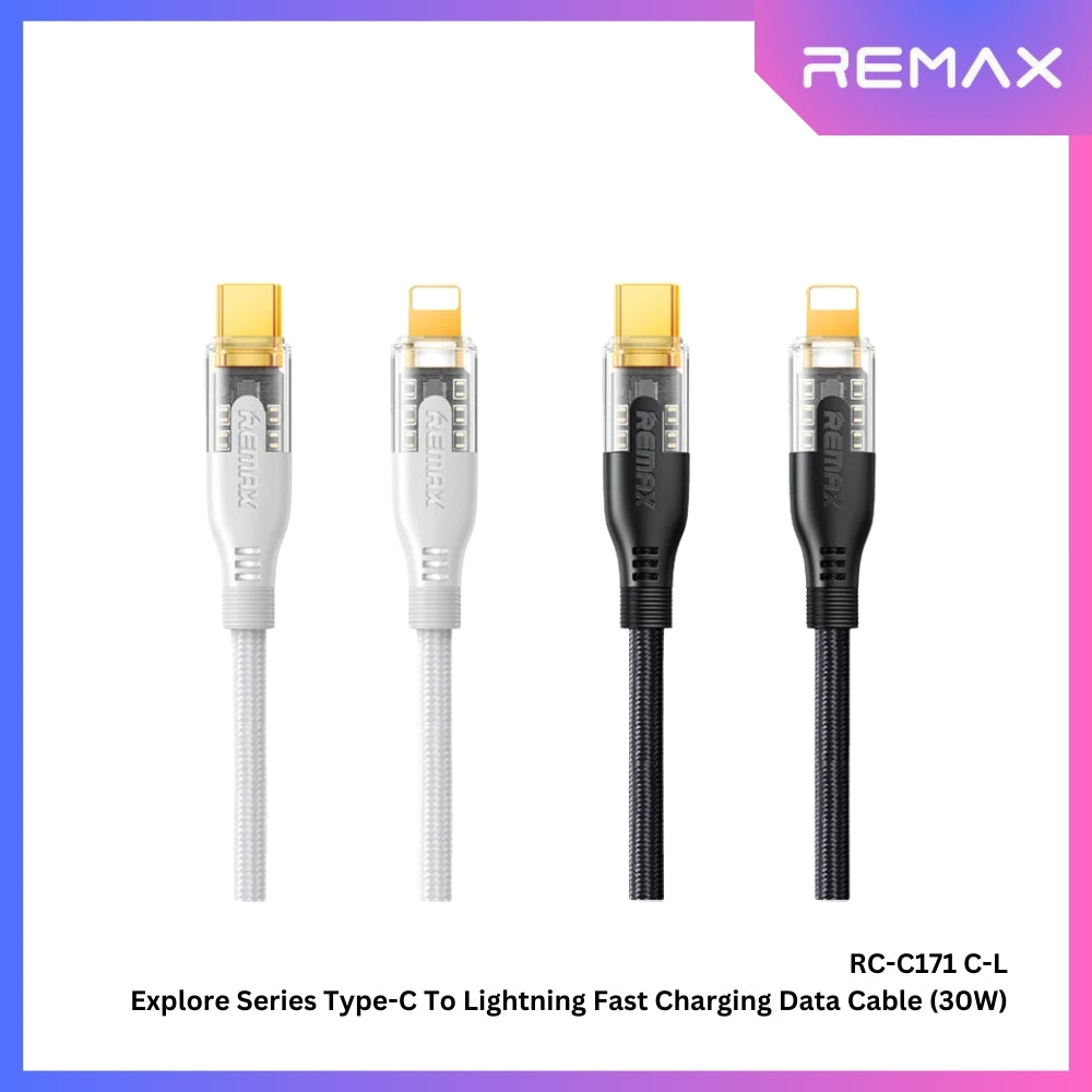 REMAX - RC-C171 C-L Explore Series Type-C to Lightning Fast Charging PD Charging Data Cable (30W) - Black