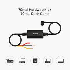 70mai Hardware Kit Midrive UP02, 10ft Micro USB for 70mai Car Dash Cams, 12V-30V to 5V/2.4A, Low Voltage Protection, 24 Hour Parking Surveillance Power Supply for 70mai Car Dash Cameras