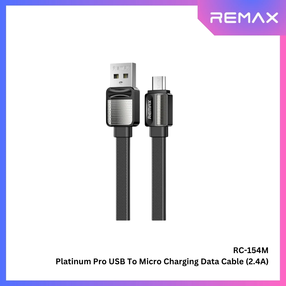 REMAX RC-154M Platinum Pro Series USB to Micro Charging Data Cable (2.4A) - Black