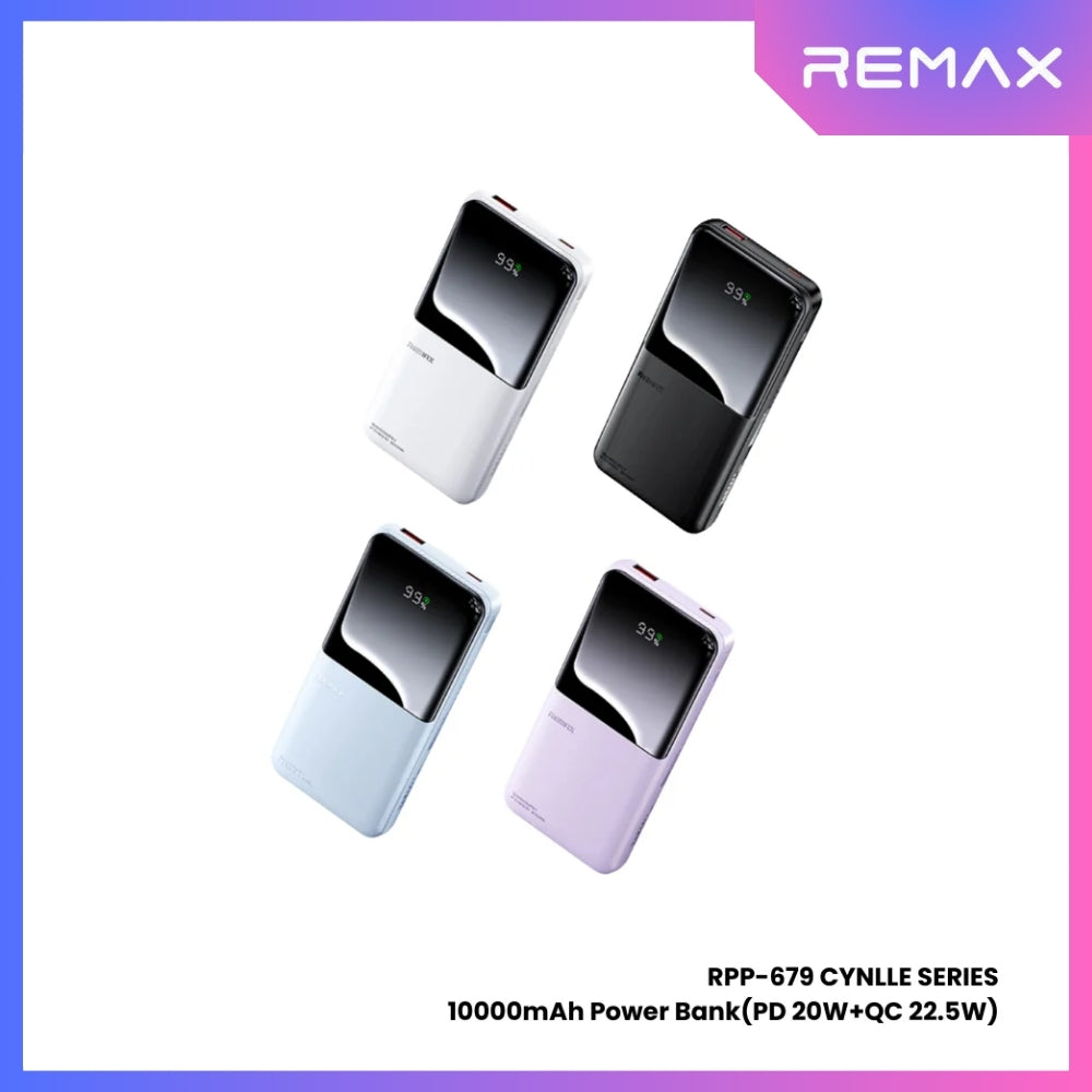 REMAX RPP-679 Cynlle Series 10000mAh PD+QC Fats Charging Power Bank(PD 20W+QC 22.5W) - Purple
