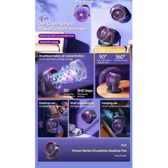 Remax F27 Fonzyr Series Circulation Desktop Fan - Grey Purple