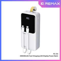 REMAX - FC-32 30000mAh Cynlle Series 22.5W Fast Charging Cabled Power Bank - White