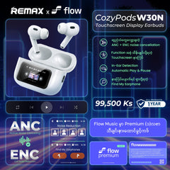 REMAX - COZYPODS W30N ANC+ENC Bluetooth Wireless Earbuds - Black