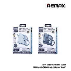 REMAX RPP-588 Boundless Series 15000mAh All-in-one PD Fast Charging Power Bank(45W) - White