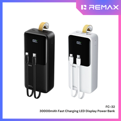 REMAX - FC-32 30000mAh Cynlle Series 22.5W Fast Charging Cabled Power Bank - White