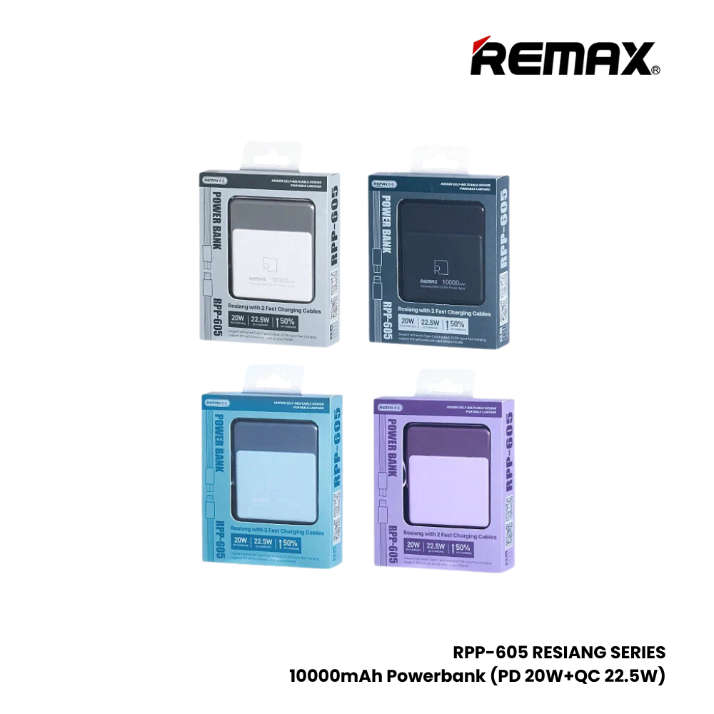 REMAX RPP-605 Resiang Series 10000mAh PD+QC Fast Charging Power Bank(PD 20W+QC 22.5W) - Purple