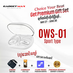 GADGET MAX - OWS-01 Open WIreless Bluetooth Earbuds - White