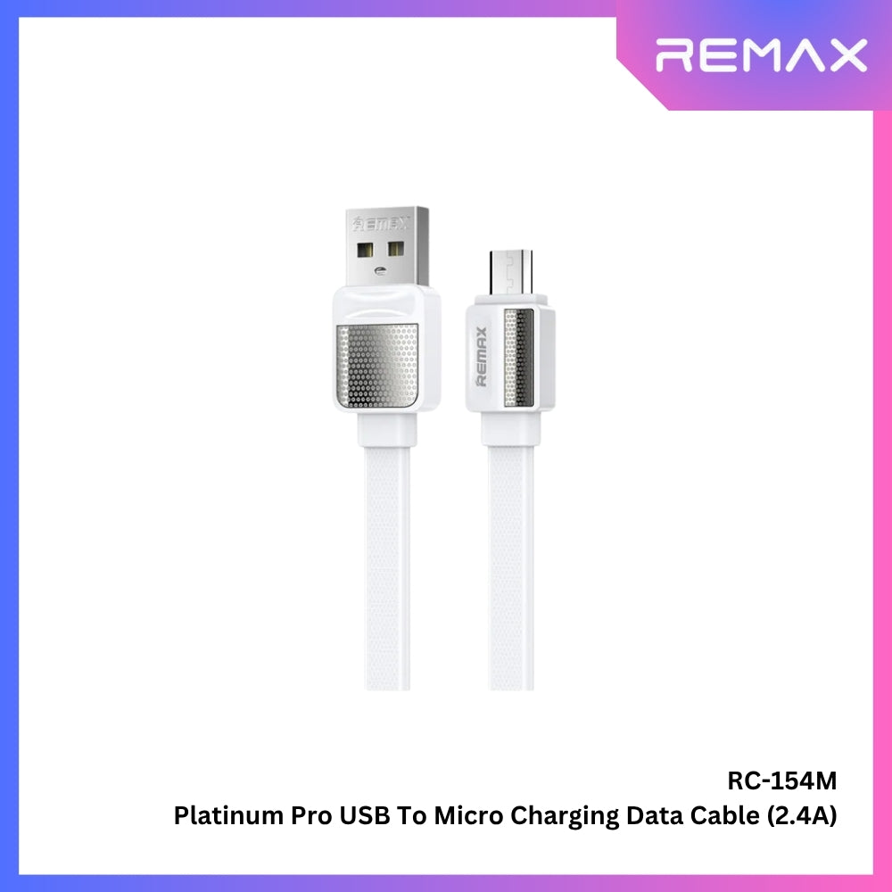 REMAX RC-154M Platinum Pro Series USB to Micro Charging Data Cable (2.4A) - White