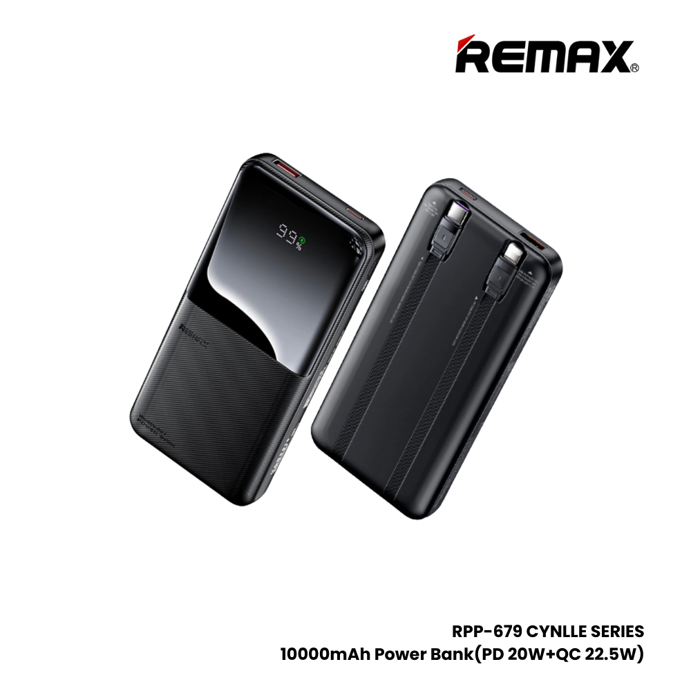 REMAX RPP-679 Cynlle Series 10000mAh PD+QC Fats Charging Power Bank(PD 20W+QC 22.5W) - Black