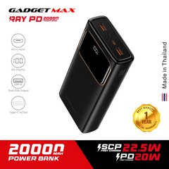 GADGET MAX RAY PD Series 20000mAh PD+QC Fast Charging Power Bank(PD 20W+QC 22.5W) - Black