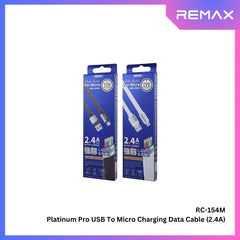 REMAX RC-154M Platinum Pro Series USB to Micro Charging Data Cable (2.4A) - Black