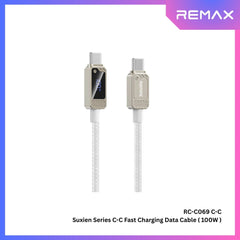 REMAX - RC-C069 C-C Suxien Series Type-C to Type-C Digital Display Fast Charging Data Cables (100W) - White