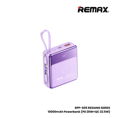 REMAX RPP-605 Resiang Series 10000mAh PD+QC Fast Charging Power Bank(PD 20W+QC 22.5W) - Purple