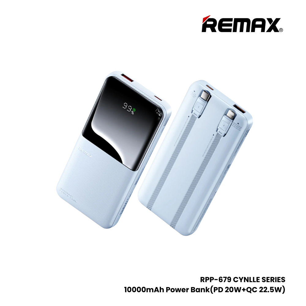 REMAX RPP-679 Cynlle Series 10000mAh PD+QC Fats Charging Power Bank(PD 20W+QC 22.5W) - Blue