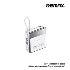 REMAX RPP-605 Resiang Series 10000mAh PD+QC Fast Charging Power Bank(PD 20W+QC 22.5W) - White