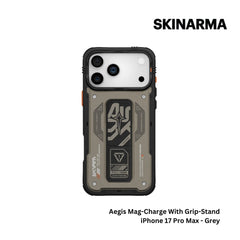 Skinarma - Aegis Magsafe Case With Grip Stand For iPhone 17 Pro Max - Grey