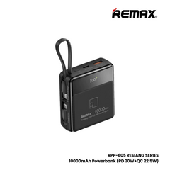 REMAX RPP-605 Resiang Series 10000mAh PD+QC Fast Charging Power Bank(PD 20W+QC 22.5W) - Black