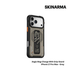 Skinarma - Aegis Magsafe Case With Grip Stand For iPhone 17 Pro Max - Grey