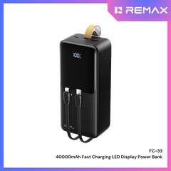 REMAX - FC-33 40000mAh Cynlle Series 22.5W Fast Charging Cabled Power Bank - Black