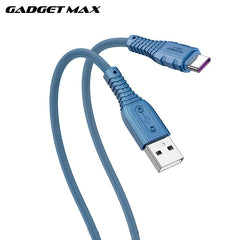 GADGET MAX GX07 TYPE-C 2.4A NANO SILICONE CHARGING DATA CABLE FOR TYPE-C (5A)(1M) - BLUE