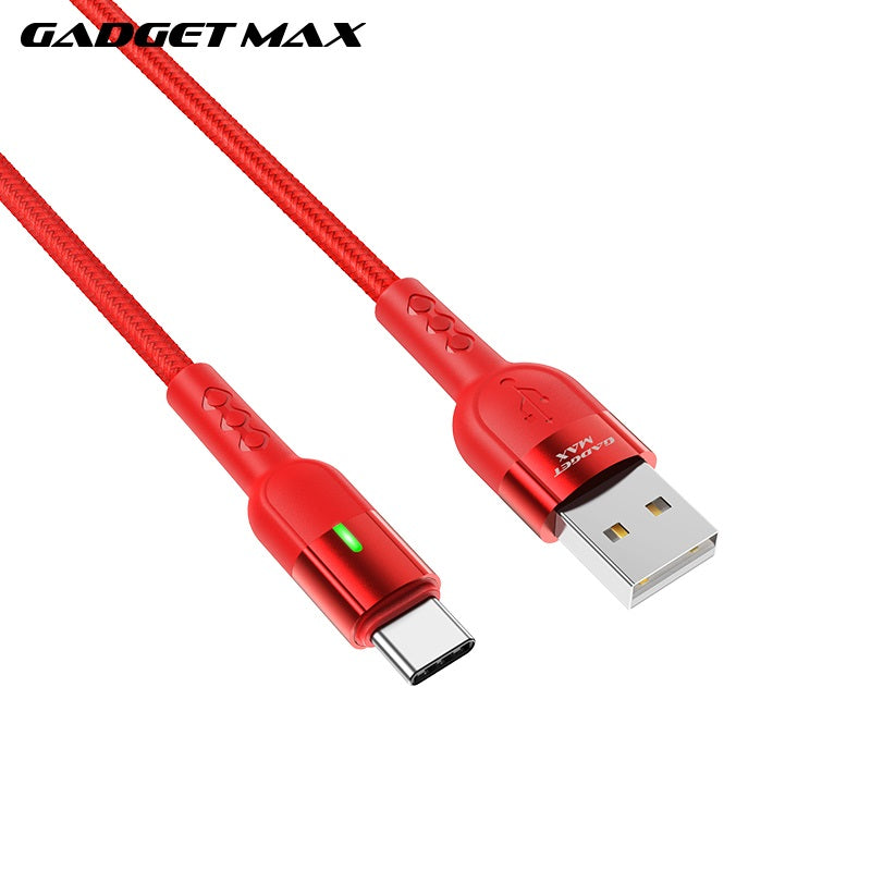 GADGET MAX GX05 TYPE-C 2.4A AUTO DISCONNECT DATA CABLE FOR TYPE-C (2.4A)(1.2M) - RED